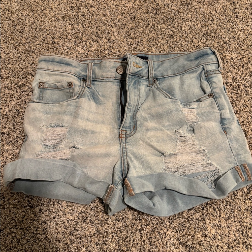 Aeropostale Light Wash Ripped Jean Shorts
